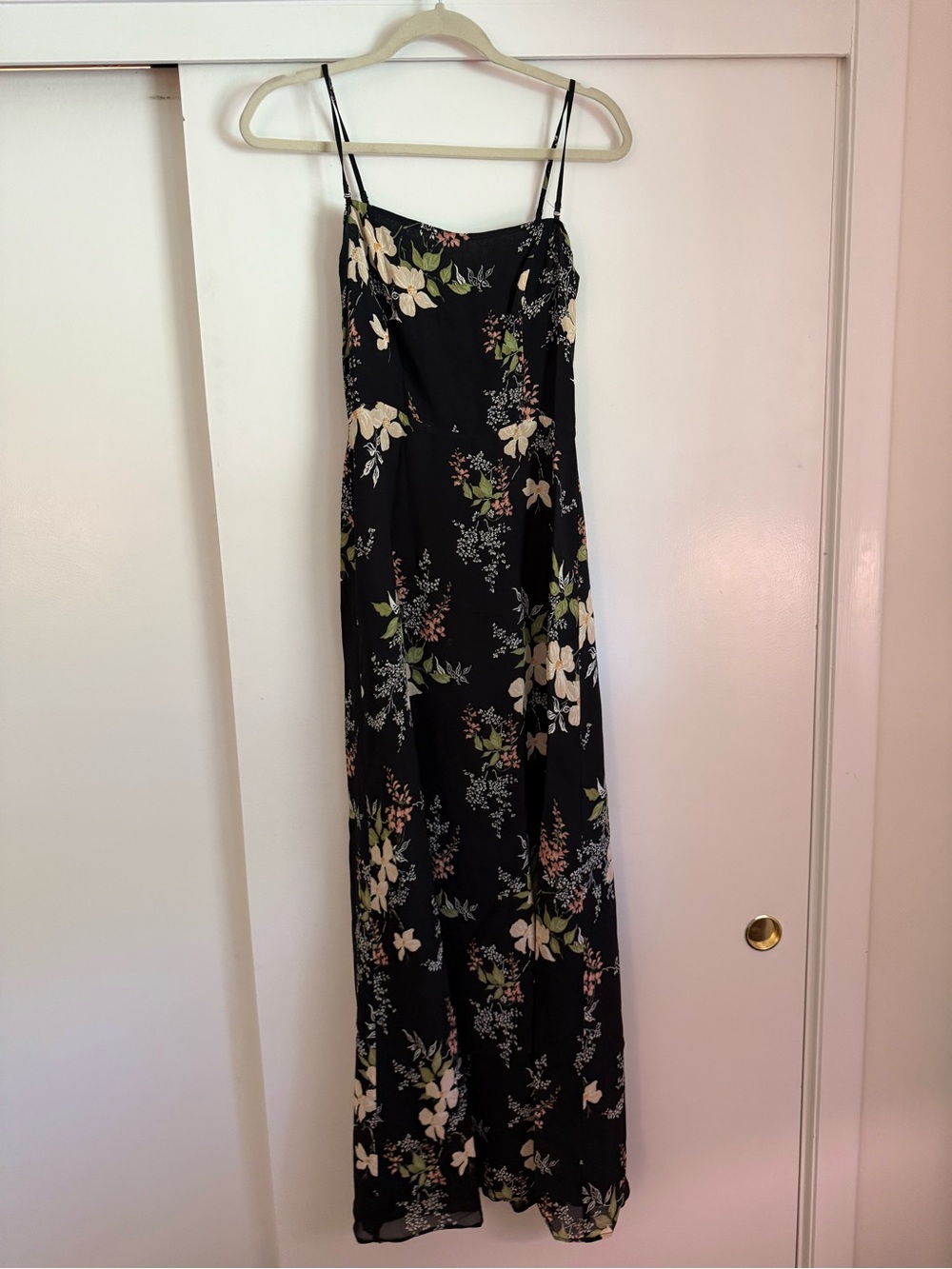 Reformation Black Floral Slip Maxi Dress